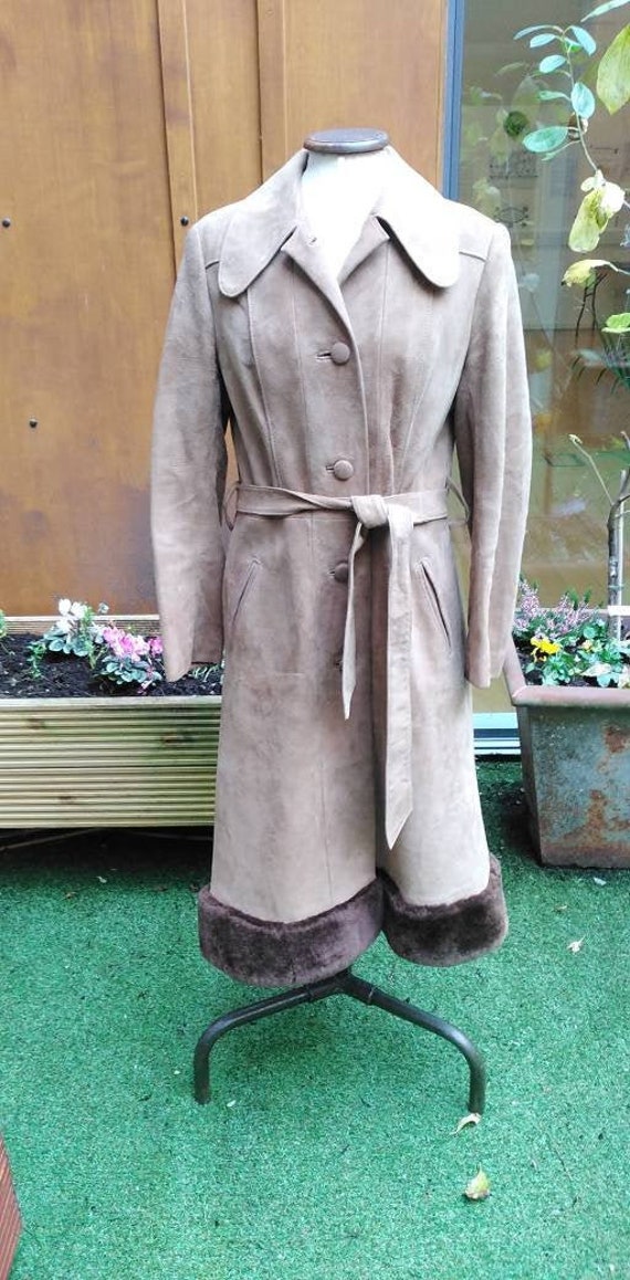 Vintage 70s Suede and Fake Fur Coat