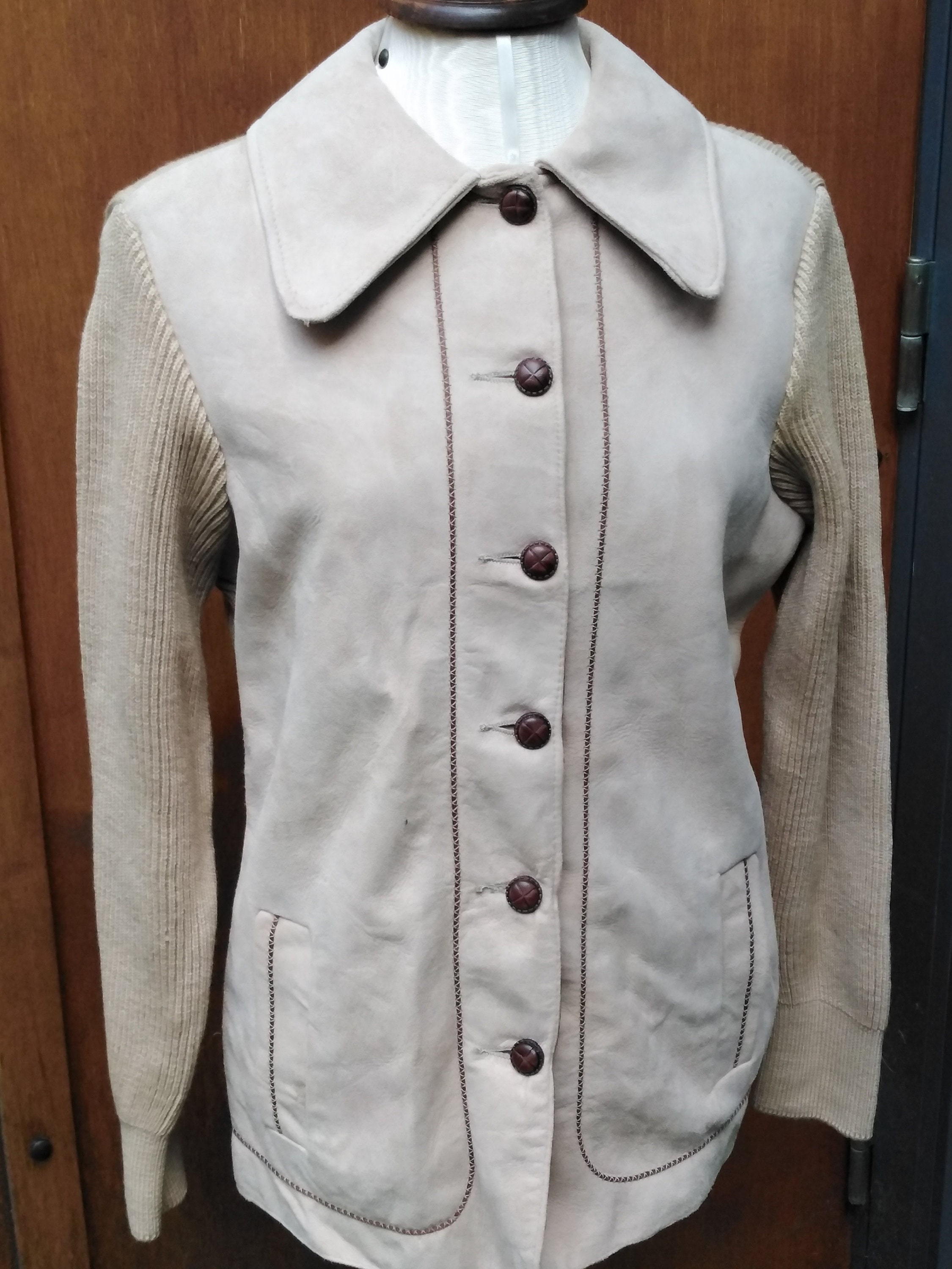 Vintage 60s Cream Suede Mod Cardigan 