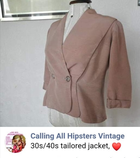 Vintage 30s/40s Peach Pink Smart Jacket - image 3