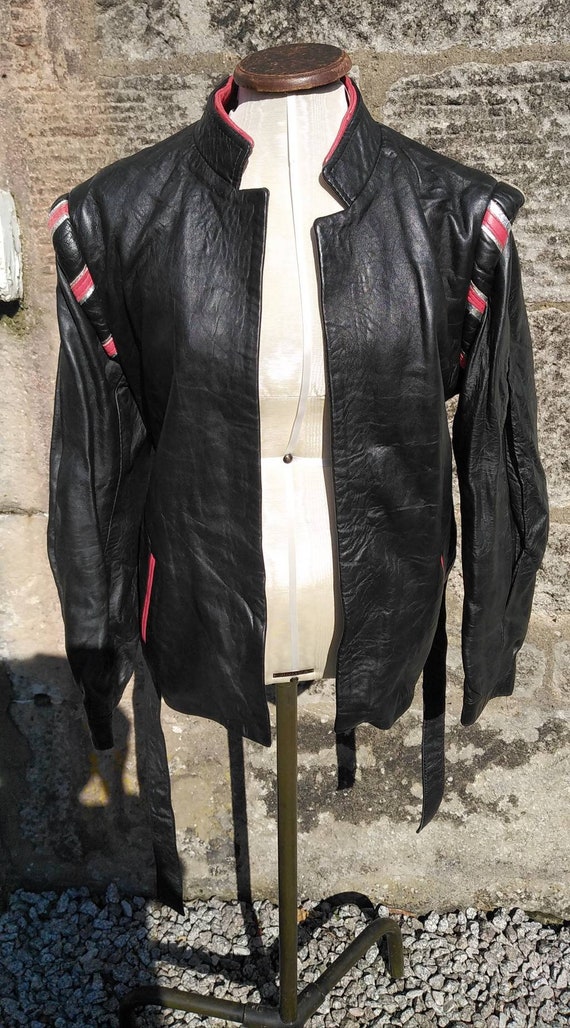 nedadgående Krav Saucer Vintage 80s Black and Red Leather Michael Jackson Thriller - Etsy Israel
