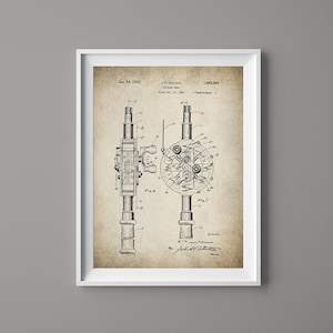 Vintage Fishing Rod & Reel Gear Tackle - Patent Print- Instant Download - Ready to Print - #019
