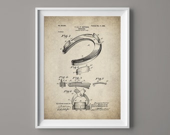 Horseshoe Patent Print - Horse Art - Vintage Horseshoe - Horseshoe Art - Western Wall Art - Ranch Decor - #111