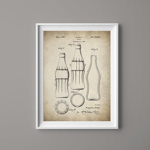 Vintage Cola Bottle Patent Print - Bottle Patent - Cola Poster - Kitchen Art - Instant Download - Ready to Print - #001