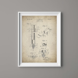 Vintage Hypodermic Syringe Patent Print - Doctor - Nurse - Medical - Patent Print Poster - Instant Download - #083