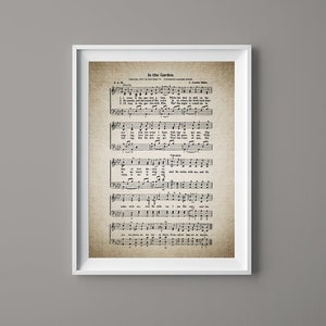 In The Garden Hymn Print - Sheet Music Art - Hymn Art - Hymnal Sheet- Home Decor - Inspirational Art - Regalo - Download istantaneo - #HYMN-020