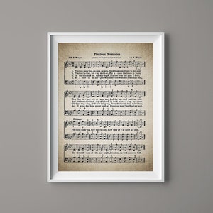 Precious Memories Hymn Print  - Gospel Music - Funeral Song - Sheet Music - Home Decor - Inspirational Art - Instant Download - #HYMN-065
