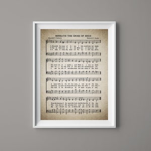Beneath the Cross of Jesus Hymn Print - Hymnal Sheet - Sheet Music- Home Decor - Inspirational Art - Gift - Instant Download - #HYMN-041