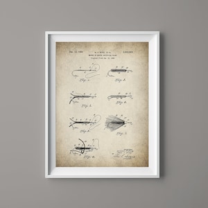 Vintage Fly Fishing Patent Poster Print - Patent Print Wall Art - Patent Poster - #057