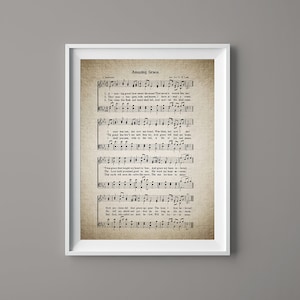 Amazing Grace Hymn Print - Sheet Music Art - Hymn Art - Hymnal Sheet- Home Decor - Inspirational Art - Gift - Instant Download - #HYMN-017