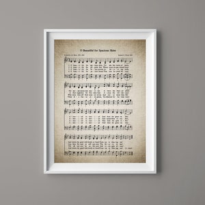 O bella per cieli spaziosi inno Hymnal arte - Spartiti-Home Decor - d&#39;ispirazione Art - regalo - Instant Download - #HYMN-042