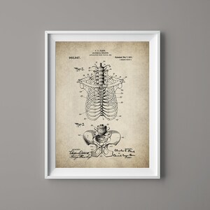 Vintage Skeleton Patent Print - Human Spine - Skeleton Poster - Anatomical Skeleton - Medical Skeleton - Doctors Office Decor - Bones - #136