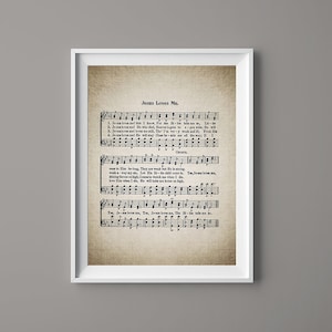 Jesus Loves Me Hymn Print - Hymnal Sheet - Sheet Music- Home Decor - Inspirational Art - Gift - Instant Download #HYMN-024
