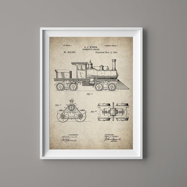 Train Patent Print - Train Art - Locomotive Train Patent Prints - Train Engine - Train Print -  Patent Art - Instant Download - #076