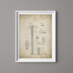 Hammer Patent Print - Claw Hammer Poster - Construction Art - Contractor Gift - Hammer Art - Construction Tool - Construction Art - #113