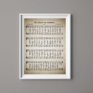 La Chiesa&#39;s One Foundation Hymn Print - Sheet Music Art - Hymn Art - Home Decor - Music Sheet - Regalo - Download istantaneo - #HYMN-057