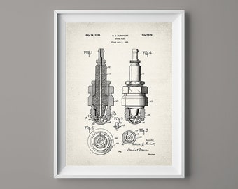 May include: Black and white line drawing of a spark plug patent, showing a side view and a cross-section of the spark plug. The patent number is 2,047,378 and the date is July 14, 1936.