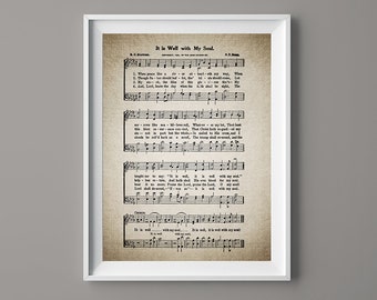 It Is Well With My Soul Hymn Print - Sheet Music - Hymn Art - Wall Art - Home Decor - Hymnal Sheet - Gift - Instant Download -  #HYMN-002