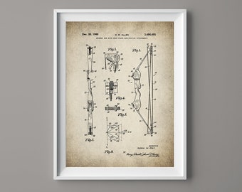Zusammengesetzte Schleife Patent Print - Bogen Jagd Kunst - Bogenschießen Geschenk - Hunter Geschenk - Bowhunting - Bogen & Pfeil Poster - #0125