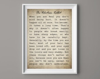 Velveteen Rabbit REAL Quote Print - Velveteen Rabbit Print - Quote Poster - Kids Room Nursery Decor - Love Quote - Instant Download #MISC-VR