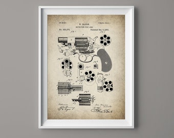 Antique Mason Revolver Arme à feu Patent Print- Instant Download - Prêt à imprimer #002 -