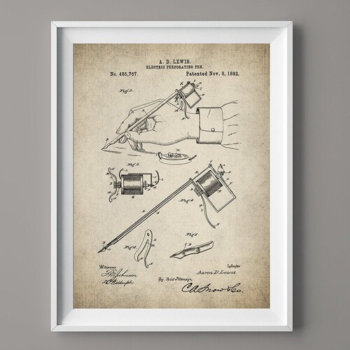 Vintage Tattooing Machine Patent Print 1904 Tattoo Machine Etsy