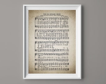 The Old Rugged Cross Hymn Print - Wall Art - Hymn Sheet - Sheet Music - Home Decor - Inspirational Art - Gift - Instant Download - #HYMN-013