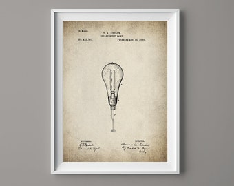 Antique Electric Light Bulb Vintage - Antique Patent Print- Instant Download - Ready to Print - #028