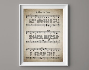 Be Thou My Vision Hymn Print - Sheet Music - Wall Art - Home Decor - Christian Art - Gift - Instant Download - Ready to Print - #HYMN-007