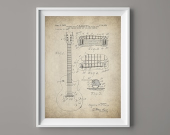 Guitar Patent Print Poster - Guitar - Guitar Patent -  Guitar Poster Art - Electric Guitar - Musician Gift - #087