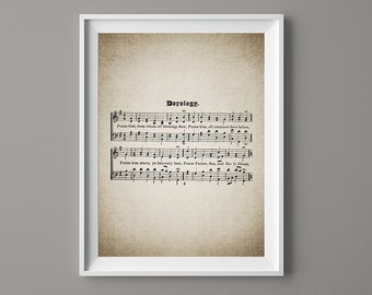 Doxology Hymn Print - Hymnal Sheet - Sheet Music- Home Decor - Inspirational Art - Gift - Instant Download - #HYMN-018