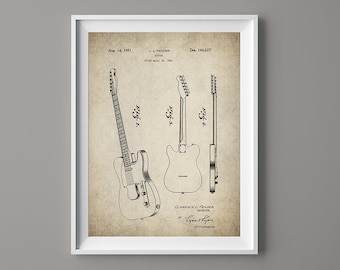 Guitar Patent Print - Guitar Print - Guitar Art - Guitar Blueprint - Patent - Musician Gift - #086