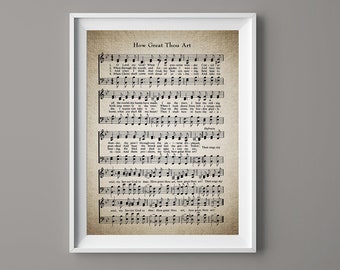 How Great Thou Art Hymn Print - Sheet Music Art - Hymn Art - Hymnal Sheet - Home Decor - Music Sheet - Gift - Instant Download - #HYMN-034