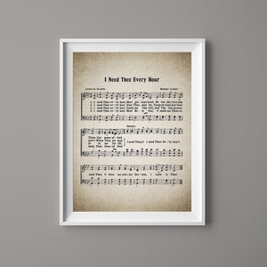 Ho bisogno di te ogni ora inno Hymnal arte - Spartiti-Home Decor - d&#39;ispirazione Art - regalo - Download immediato - #HYMN-045