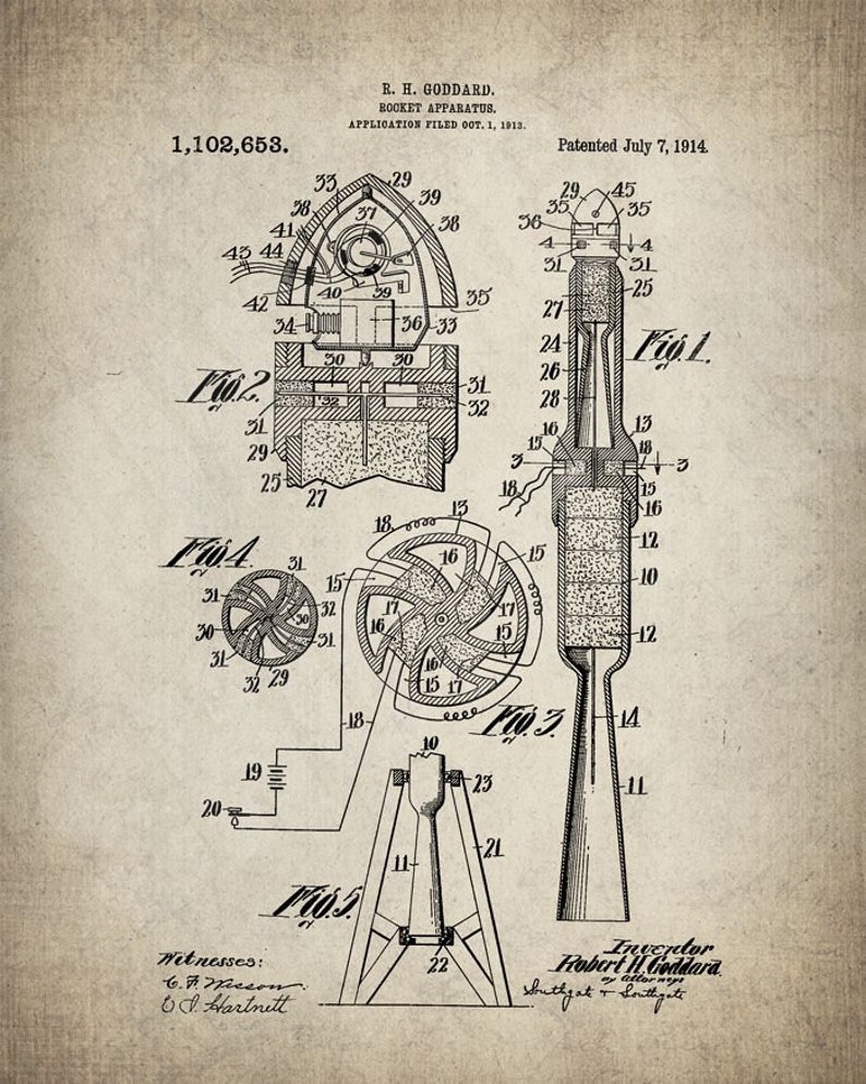 Rocket Patent Poster - Vintage Rocket Ship - Science Poster- Space Art ...