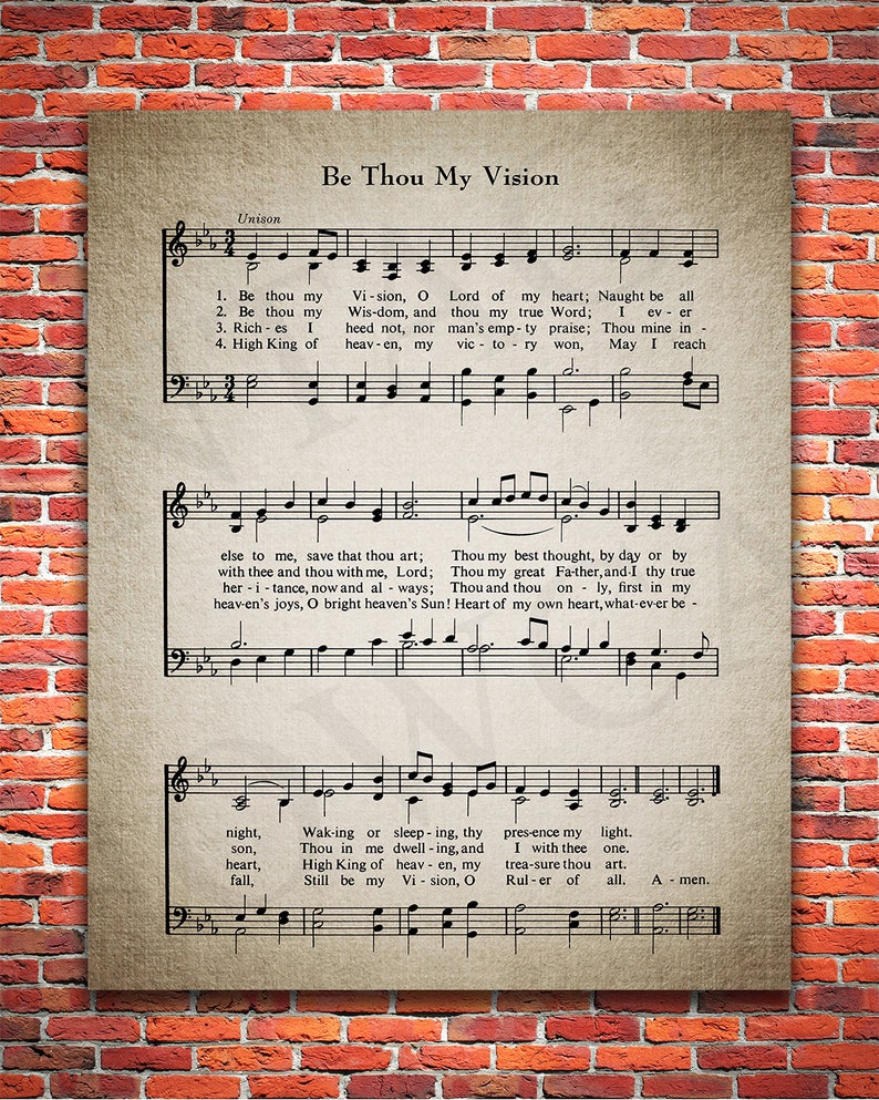 Be Thou My Vision Hymn Print Sheet Music Wall Art Home Decor Christian