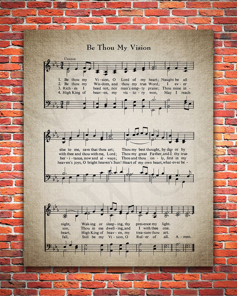 Be Thou My Vision Hymn Print Sheet Music Wall Art Home Decor Christian Art Gift Instant Download Ready to Print HYMN-007 image 3