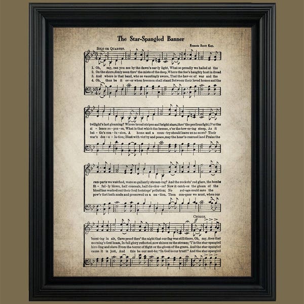 The Star Spangled Banner Print - Sheet Music Art - Patriotic Art  - America Home Decor - Music Sheet - Gift - Instant Download - #HYMN-062