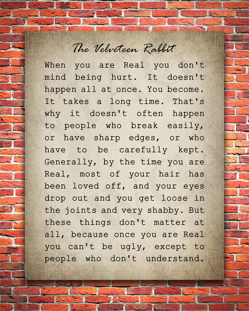 velveteen rabbit real quote print velveteen rabbit print etsy
