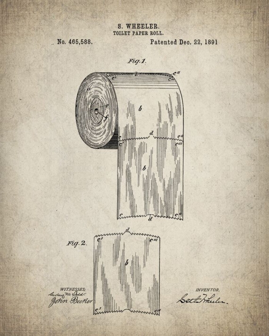 Vintage Toilet Paper Roll Patent Print Poster - Bathroom Art - Bathroom ...