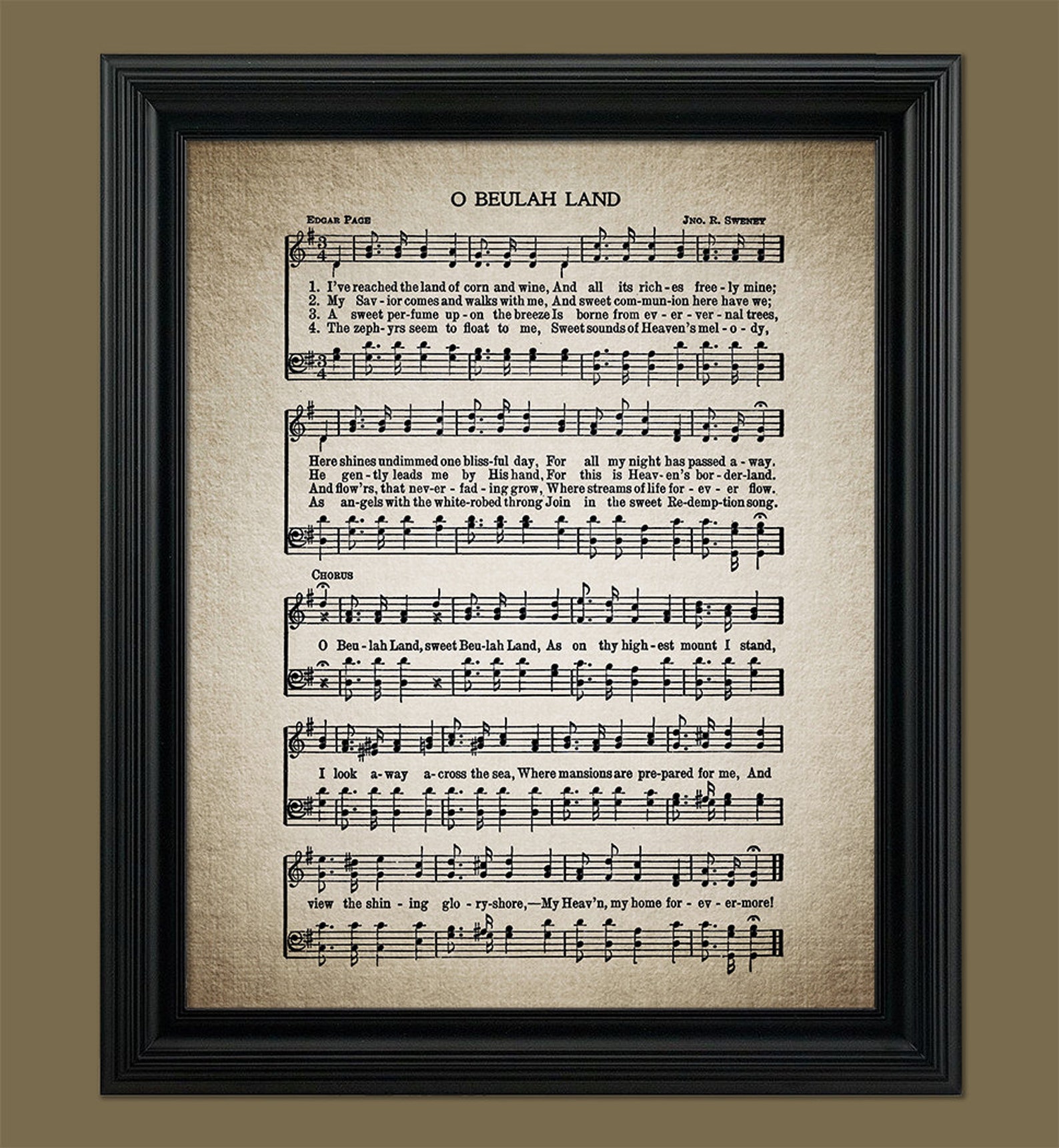 O Beulah Land Hymn Print Hymnal Sheet Sheet Music Home Etsy