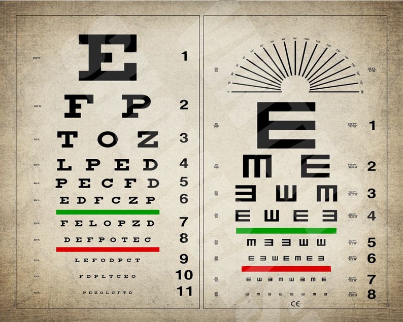 vintage eye chart print eye chart poster optician gift etsy