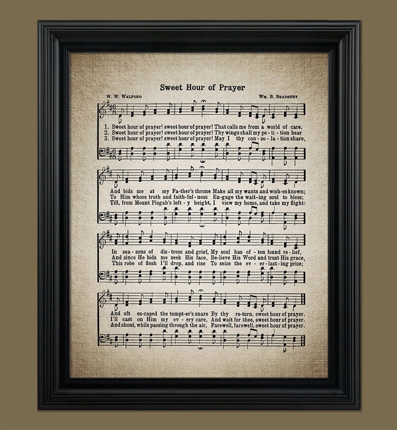 Sweet hour of prayer hymn print sheet music art hymn art etsy