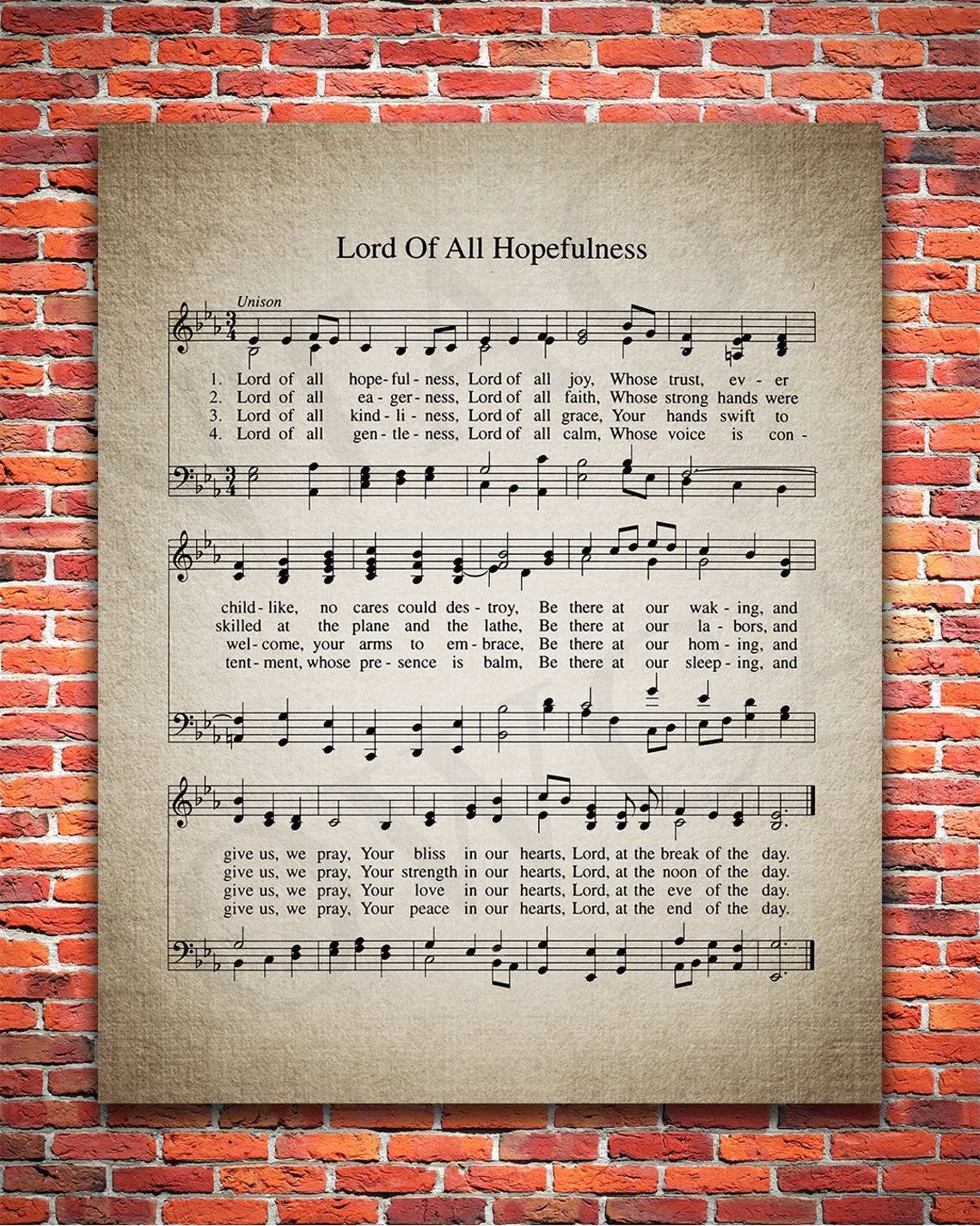 Lord of All Hopefulness Hymn Print Sheet Music Art Hymn Etsy