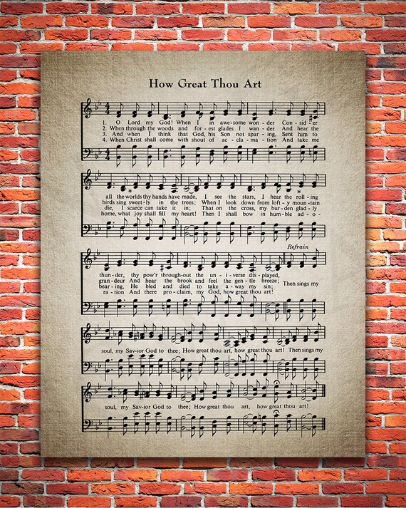 How Great Thou Art Hymn Lyrics - Sheet Music Art - Hymn Art - Hymnal Sheet  - Home Decor - Music Sheet - Gift - Instant Download - #HYMN-034