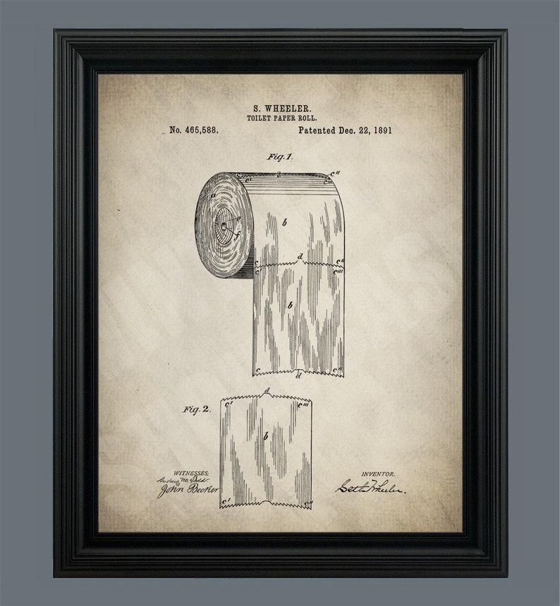 Vintage Toilet Paper Roll Patent Print Poster - Bathroom Art - Bathroom ...