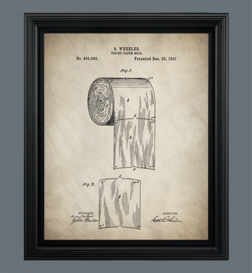 Vintage Toilet Paper Roll Patent Print Poster Bathroom Art Etsy Canada