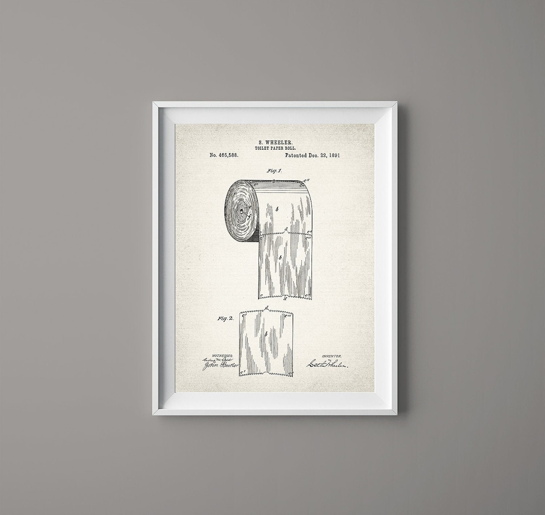 Vintage Toilet Paper Roll Patent Print Poster - Bathroom Art - Bathroom ...