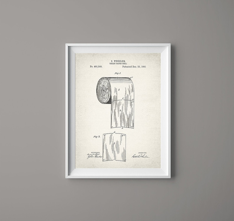 Vintage Toilet Paper Roll Patent Print Poster Bathroom Art - Etsy