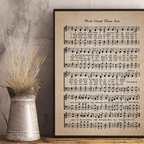 How Great Thou Art Hymn Print - Sheet Music Art - Hymn Art - Hymnal Sheet - Home Decor - Music Sheet - Gift - Instant Download - #HYMN-034