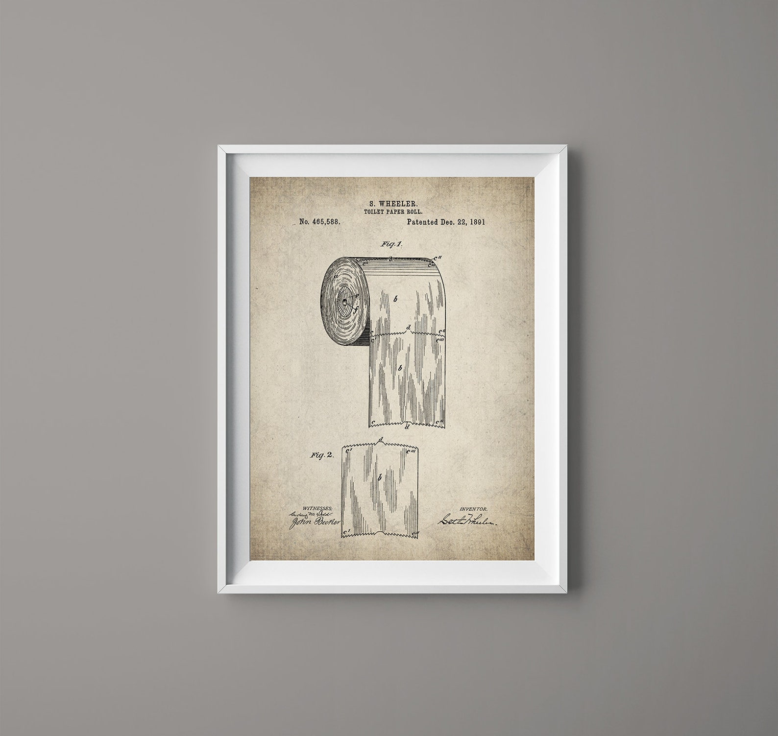 Vintage Toilet Paper Roll Patent Print Poster - Bathroom Art - Bathroom ...